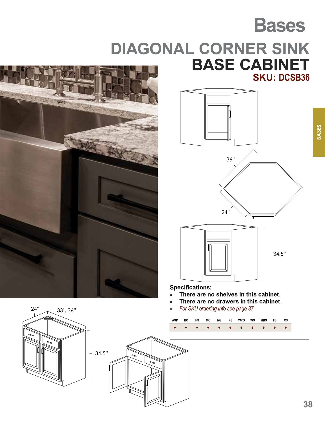 Base cabinets options, catalog sheet 4