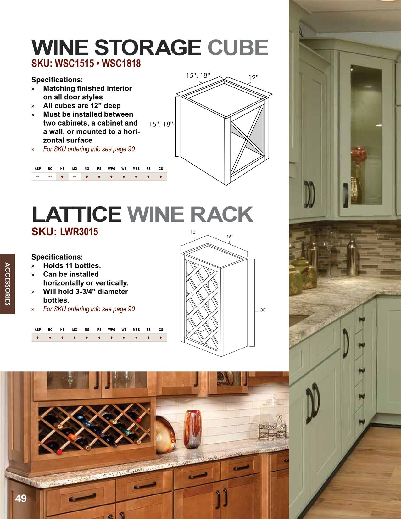 Tall and pantry cabinets options, catalog sheet 3