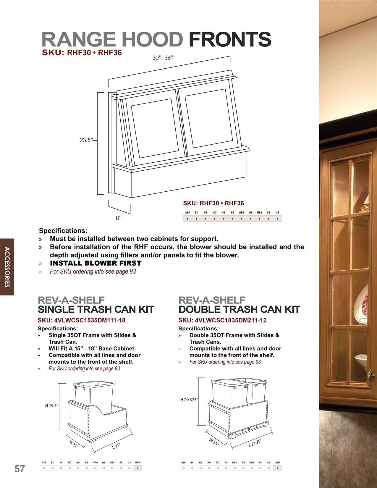 Accessories and storage configurations, sheet 8